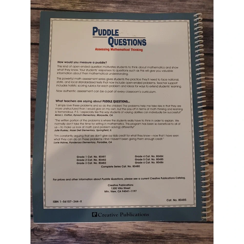 PUDDLE QUESTIONS GRADE 5: ASSESSING MATHEMATICAL THINKING By Joan Westley